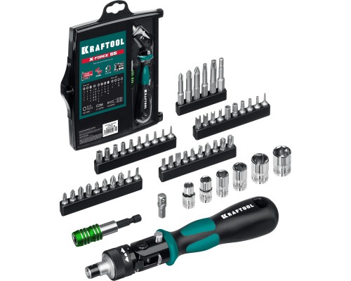 Реверсивная отвертка с насадками Expert-55, 55 предм. KRAFTOOL 25554-H55_z01