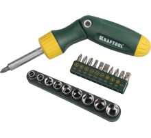 Реверсивно-рычажная отвертка X-Hard-21, 21 предм., с насадками KRAFTOOL 26151-H21