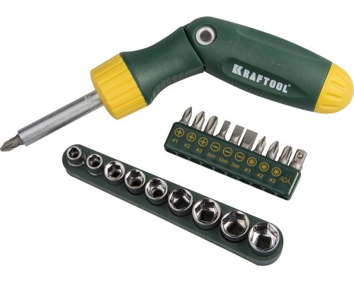 Реверсивно-рычажная отвертка X-Hard-21, 21 предм., с насадками KRAFTOOL 26151-H21