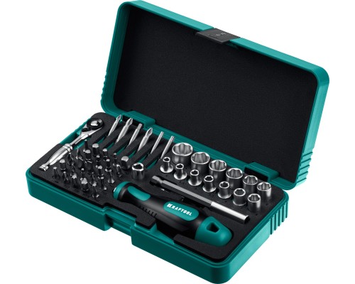 Набор бит и головок с битодержателем и трещоткой X-Drive-49, 49 шт. KRAFTOOL 25816