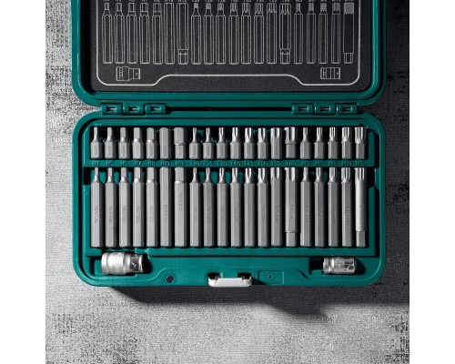Набор специальных бит THS-42, 42 шт (HEX, TX, SPLINE) xвостовик 10 мм под квадрат 1/2" KRAFTOOL 26554