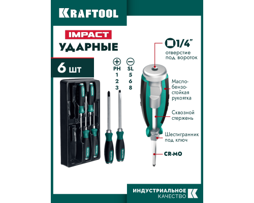 Набор ударных отверток Impact, 6 шт. KRAFTOOL 25025