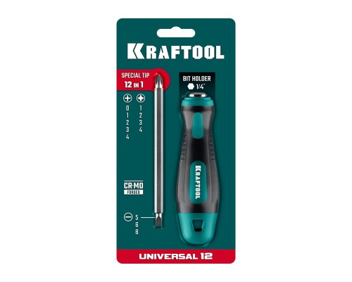 Универсальная переставная отвертка с двусторонним стержнем Universal-12 KRAFTOOL 26168_z01