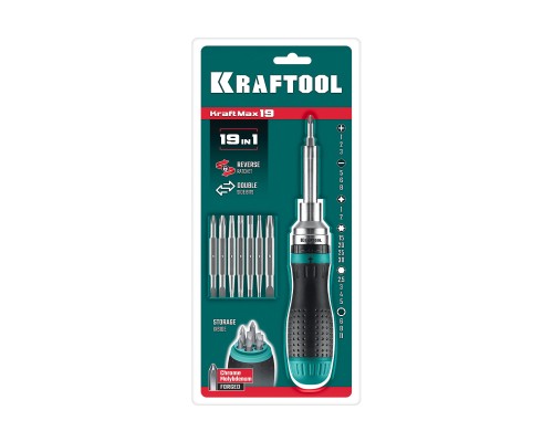 Реверсивная отвертка с битами 19-в-1 KraftMax 19 KRAFTOOL 25862