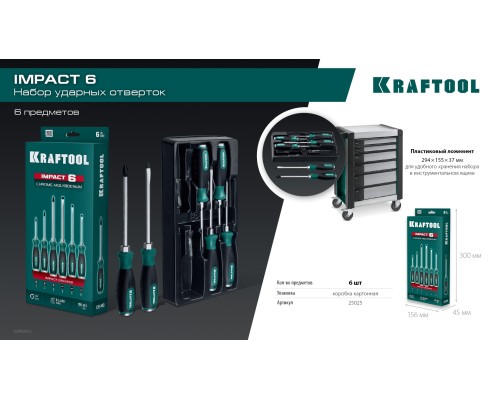 Набор ударных отверток Impact, 6 шт. KRAFTOOL 25025