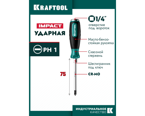Ударная отвертка Impact PH1 KRAFTOOL 250034-1