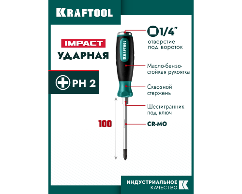 Ударная отвертка Impact PH2 KRAFTOOL 250034-2