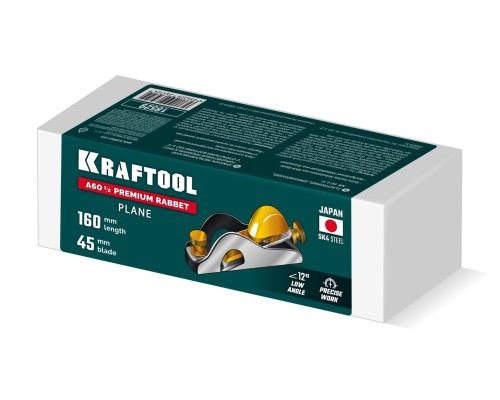 Металлический рубанок А60 1/2 Premium Rabbet LowAngle, 160x45 мм KRAFTOOL 18529