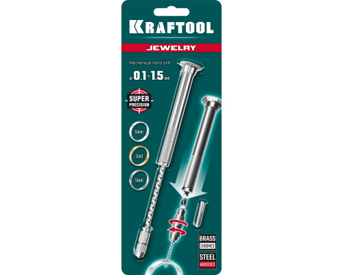 Ручная дрель Jewelry, d 0.1-1.5 мм KRAFTOOL 29024 Ручная дрель Jewelry, d 0.1-1.5 мм KRAFTOOL 29024