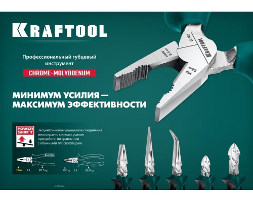 Комбинированные плоскогубцы с эксцентриковым шарниром KraftMax, 200 мм KRAFTOOL 22011-1-20_z01