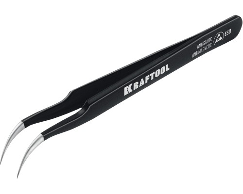 Антистатический антимагнитный прецизионный пинцет изогнутый 116 мм KRAFTOOL 222126