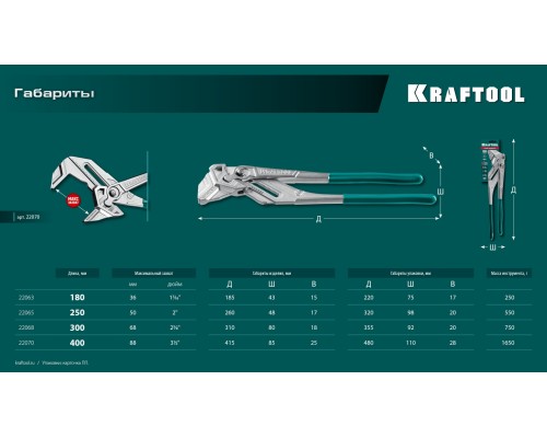 Клещи переставные-гаечный ключ Vise-Wrench, 400 мм KRAFTOOL 22070