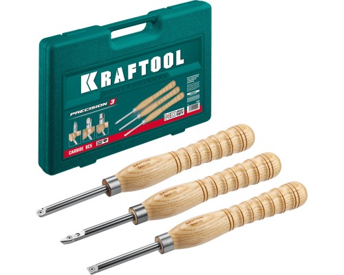 Набор ручных резцов по дереву Precision-3, 3 предм. KRAFTOOL 18369