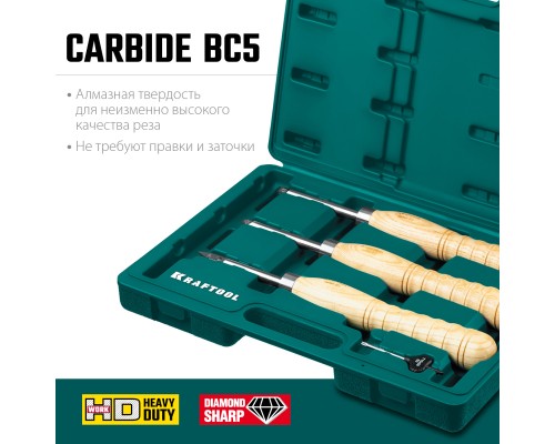 Набор ручных резцов по дереву Precision-3, 3 предм. KRAFTOOL 18369