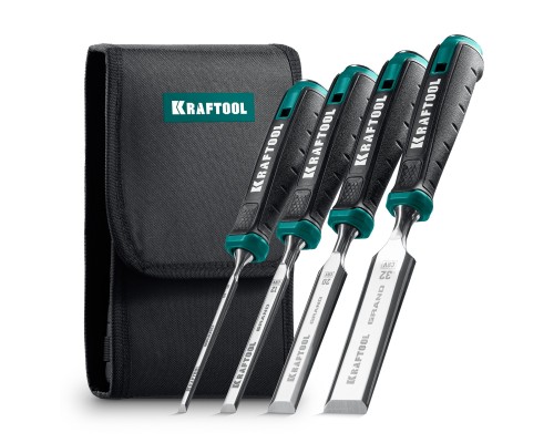 Набор стамесок-долот с двухкомпонентной рукояткой 4 шт. KRAFTOOL GRAND-4 KRAFTOOL 1818-H4