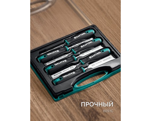 Набор стамесок-долот с двухкомпонентной рукояткой 6 шт. GRAND-6 KRAFTOOL 1818-H6