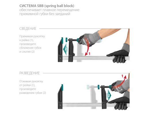 Струбцина F XF-1500/120, 120x1500 мм KRAFTOOL 32011-120-1500_z01