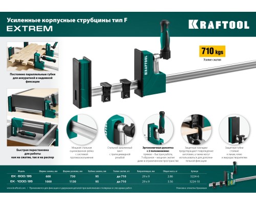 Корпусная струбцина EK-600/95, 600x95 мм KRAFTOOL 3224-6