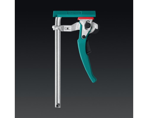 Струбцина KRAFTFLEX, KLT-160, 160/60 мм, универсальная, цельнокованая, рычажная, быстрозажимная, в T-track KRAFTOOL 32331-160