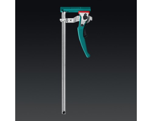 Струбцина KRAFTFLEX, KLT-300, 300/60 мм, универсальная, цельнокованая, рычажная, быстрозажимная, в T-track KRAFTOOL 32331-300