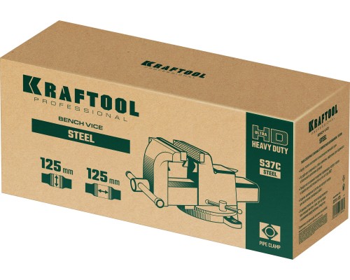 Стальные слесарные тиски STEEL, 125 мм KRAFTOOL 32701-125