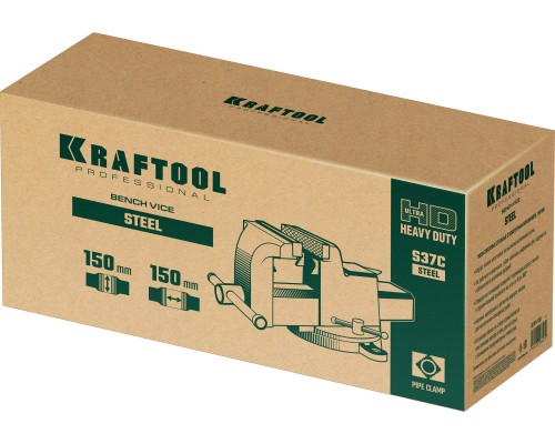 Стальные слесарные тиски STEEL, 150 мм KRAFTOOL 32701-150