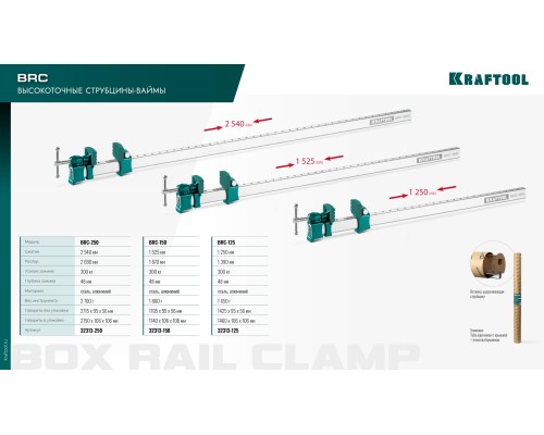 Высокоточная струбцина-вайма BRC-250, 2540/48 мм KRAFTOOL 32313-250