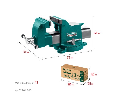 Стальные слесарные тиски STEEL, 100 мм KRAFTOOL 32701-100