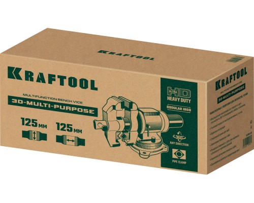 Чугунные слесарные тиски 3D Multi-Purpose, 125 мм KRAFTOOL 32706-125