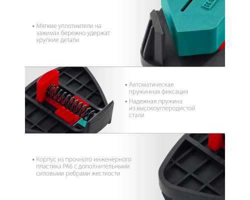 Пружинный угловой зажим CCS, два диапазона зажима 10-22/22-40 мм, 2 шт. KRAFTOOL 32205