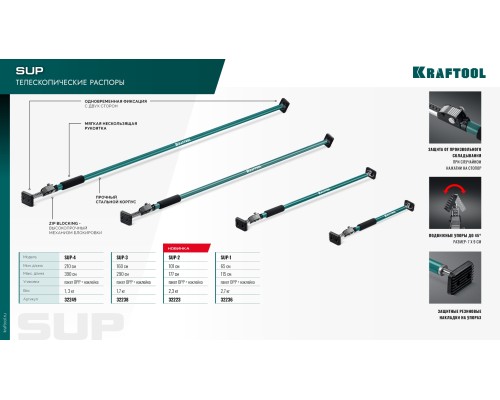 Телескопический распор SUP-3, 160-290 см KRAFTOOL 32238
