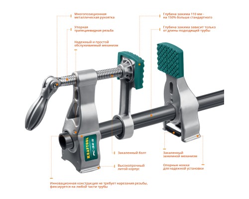 Трубная струбцина PC-34-11, 3/4" KRAFTOOL 32301-2