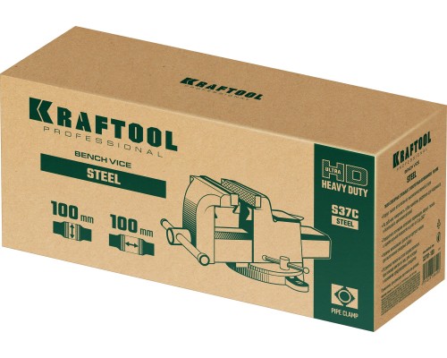 Стальные слесарные тиски STEEL, 100 мм KRAFTOOL 32701-100