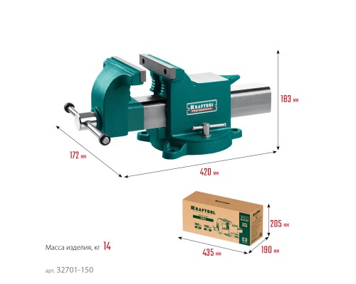 Стальные слесарные тиски STEEL, 150 мм KRAFTOOL 32701-150