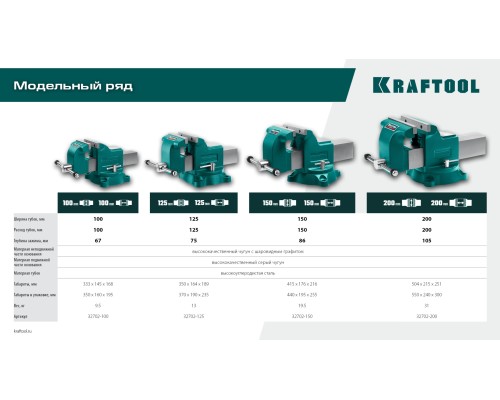 Слесарные тиски GRAND, 150 мм KRAFTOOL 32702-150