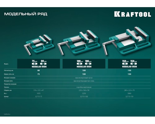 Станочные сверлильные тиски 100 мм KRAFTOOL 32715-100