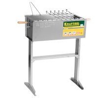 Стационарный мангал 300x600x800 мм, 6 шампуров, 1 решетка, поддон для угля KRAFTOOL 68320