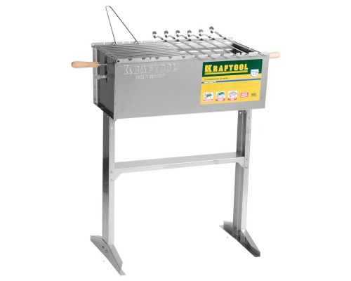 Стационарный мангал 300x600x800 мм, 6 шампуров, 1 решетка, поддон для угля KRAFTOOL 68320