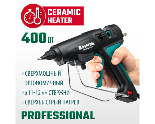 Электрический термоклеевой пистолет Industrial 400, d 11-12 мм, 50 г/мин, 130-230°C KRAFTOOL 06843-300-12