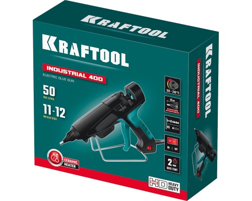 Электрический термоклеевой пистолет Industrial 400, d 11-12 мм, 50 г/мин, 130-230°C KRAFTOOL 06843-300-12