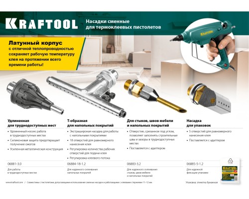 Запасное сопло для пистолетов Industrial-ХХХ 1.2 мм, 75 мм, 18 отверстий, Т-образное KRAFTOOL 06884-18-1.2