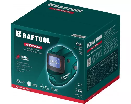 Маска сварщика EXTREM xамелеон, затемнение 3/4-8/9-13 KRAFTOOL 11062 Маска сварщика EXTREM xамелеон, затемнение 3/4-8/9-13 KRAFTOOL 11062