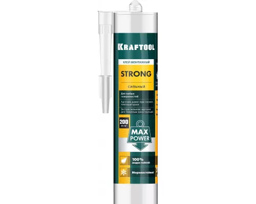 Суперсильный монтажный клей STRONG, 310 мл, белый KRAFTOOL 41343_z01 Суперсильный монтажный клей STRONG, 310 мл, белый KRAFTOOL 41343_z01