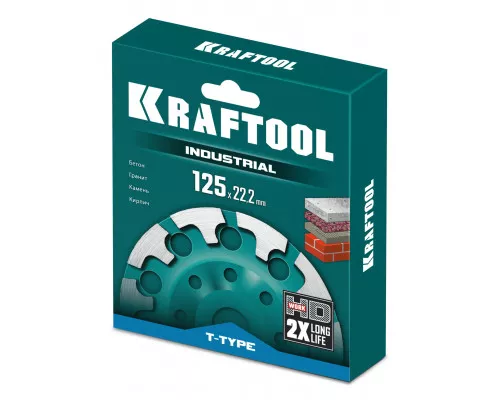 Сегментная алмазная чашка INDUSTRIAL T-Type d 125 мм KRAFTOOL 33446-125 Сегментная алмазная чашка INDUSTRIAL T-Type d 125 мм KRAFTOOL 33446-125
