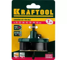 Наборная кольцевая пила по дереву 7 шт., (25-32-38-45-50-56-62x18 мм) KRAFTOOL 29580-H7-18