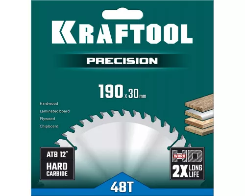 Пильный диск по дереву Precision, 190x30 мм, 48Т KRAFTOOL 36952-190-30 Пильный диск по дереву Precision, 190x30 мм, 48Т KRAFTOOL 36952-190-30