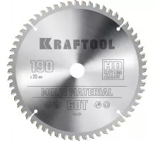 Пильный диск по алюминию Multi Material, 190x20 мм, 60Т KRAFTOOL 36953-190-20