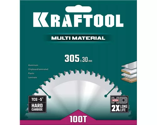 Пильный диск по алюминию Multi Material, 305x30 мм, 100Т KRAFTOOL 36953-305-30 Пильный диск по алюминию Multi Material, 305x30 мм, 100Т KRAFTOOL 36953-305-30