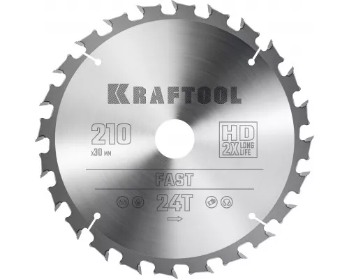 Пильный диск по дереву Fast, 210x30 мм, 24Т KRAFTOOL 36950-210-30 Пильный диск по дереву Fast, 210x30 мм, 24Т KRAFTOOL 36950-210-30