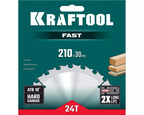 Пильный диск по дереву Fast, 210x30 мм, 24Т KRAFTOOL 36950-210-30 Пильный диск по дереву Fast, 210x30 мм, 24Т KRAFTOOL 36950-210-30